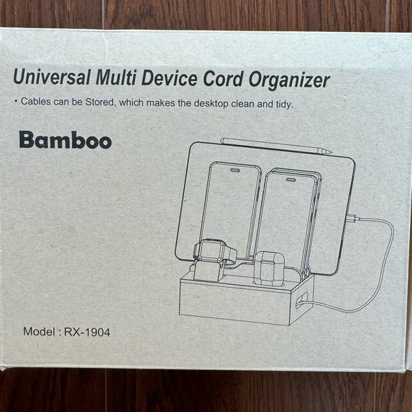 NIB! Multi Device Cord Organizer Bamboo - Picture 2 of 8